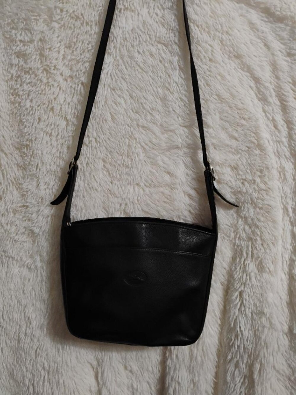 Longchamp Black Pebbled Leather Vintage Crossbody Bag France